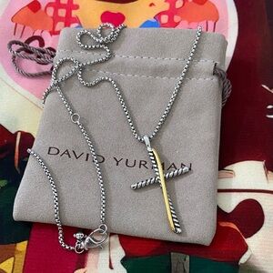 David Yurman Silver and Gold Cross Necklace